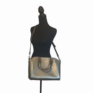 Michael Kors Ciara Satchel Bag Saffiano Leather Large Handbag - Grey 14x10x7